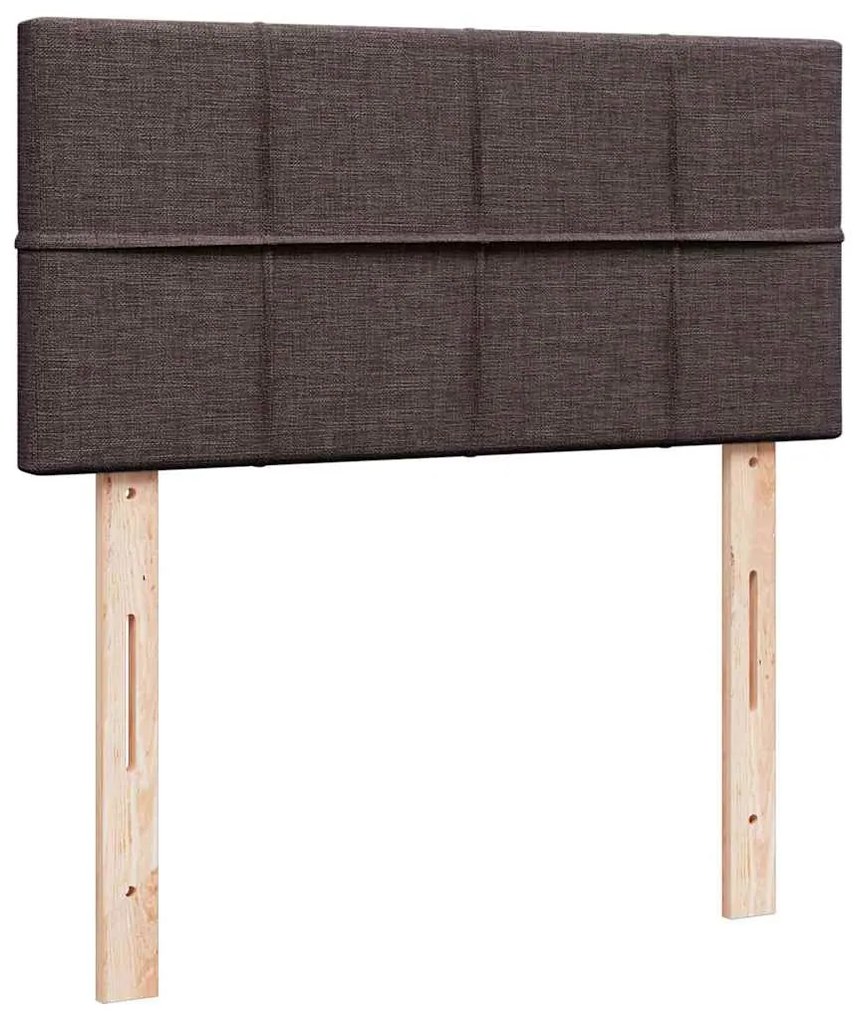 Cama otomana com colchão & LEDs 90x200cm tecido castanho escuro