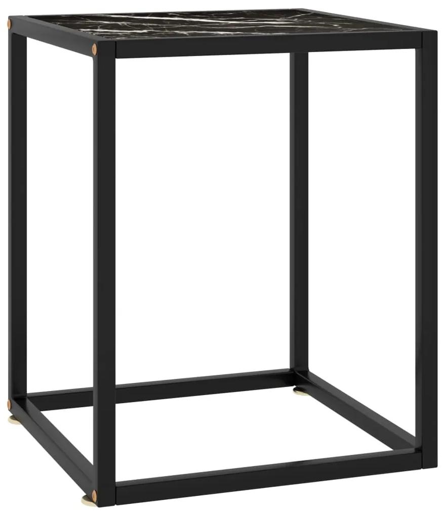 Mesa de centro 40x40x50 cm preto com vidro marmorizado preto