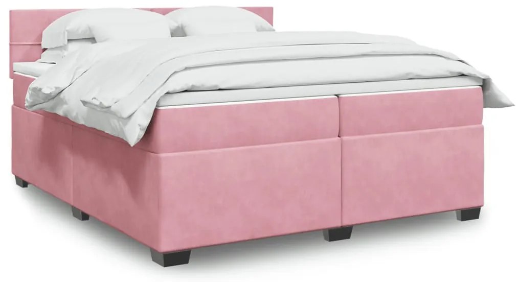 Cama com molas/colchão 200x200 cm veludo rosa