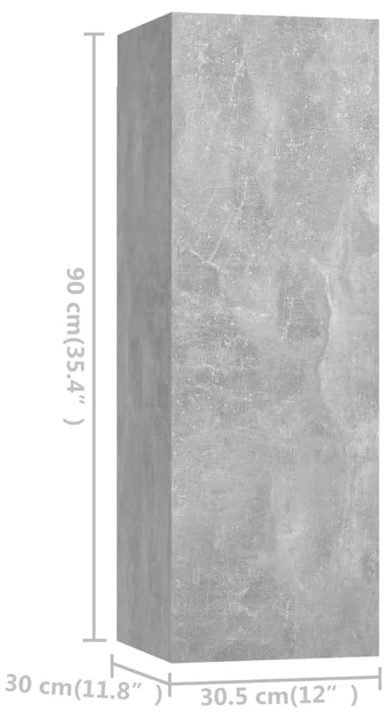 4 pcs conjunto móveis de TV derivados madeira cinzento cimento