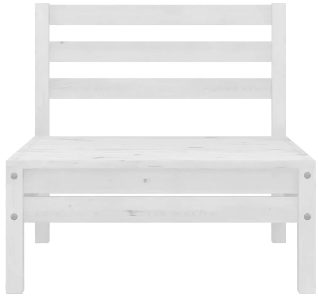 7 pcs conjunto lounge de jardim pinho maciço branco