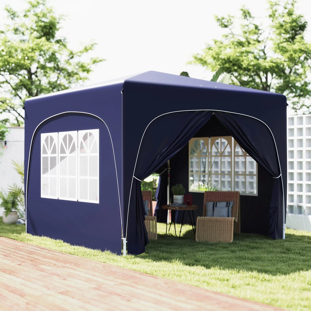 Tenda Dobrável Tenda 3x3 m com Painéis Laterais UPF50+ Tenda de Jardim