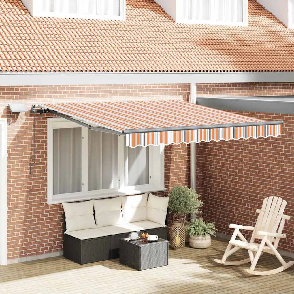Toldo Retrátil Manual com Faixa Multicolorida LED 350x250 cm