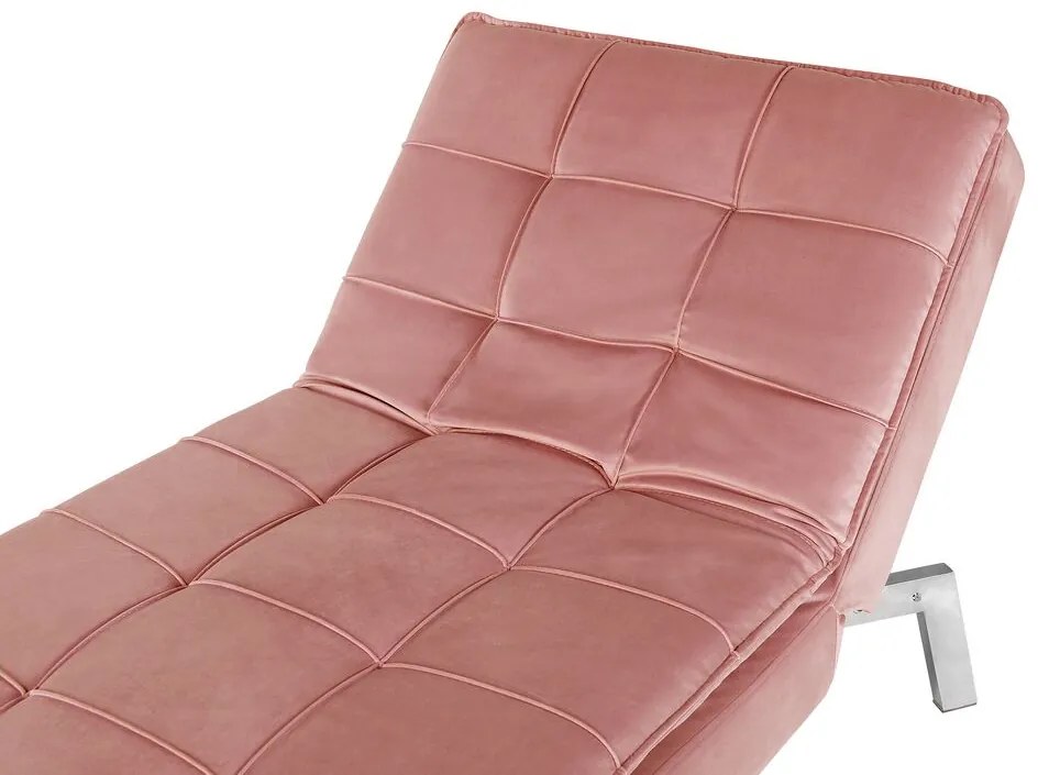 Chaise-longue ajustável em veludo rosa LOIRET Beliani