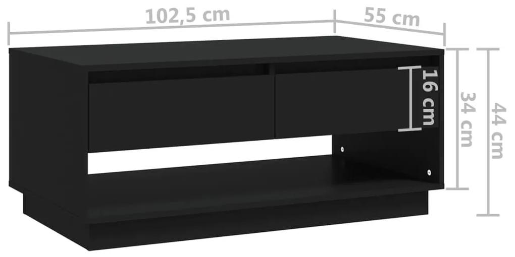 Mesa de Centro Madrid com 2 Gavetas de 102 cm - Preto - Design Moderno