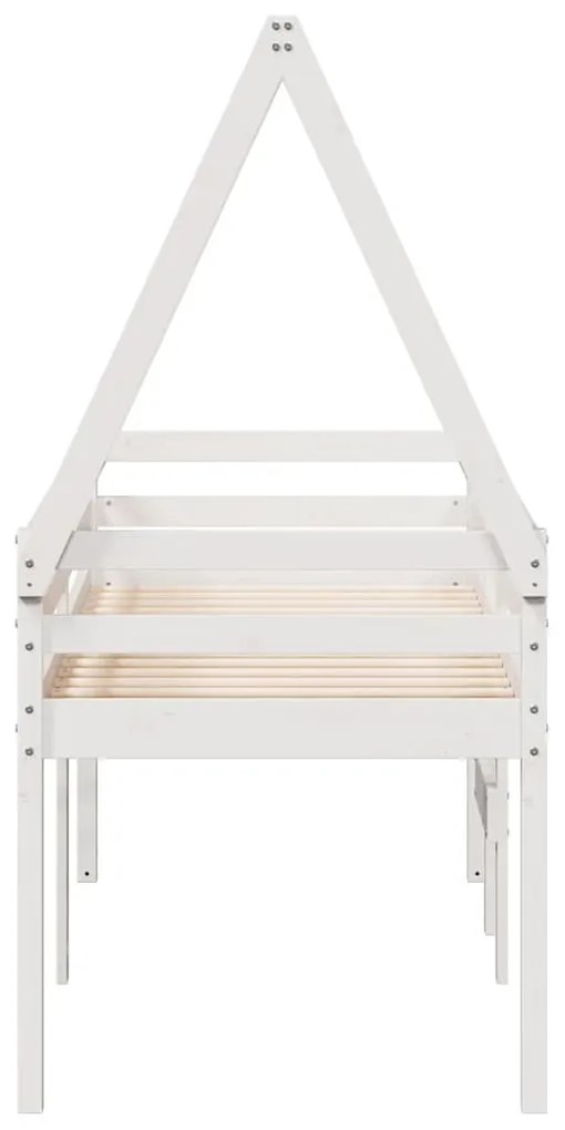 Cama alta com telhado 90x200 cm pinho maciço branco