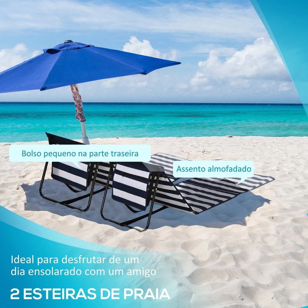 Conjunto de 2 Esteiras de Praia Dobrável Esteiras Acolchoadas com Enco