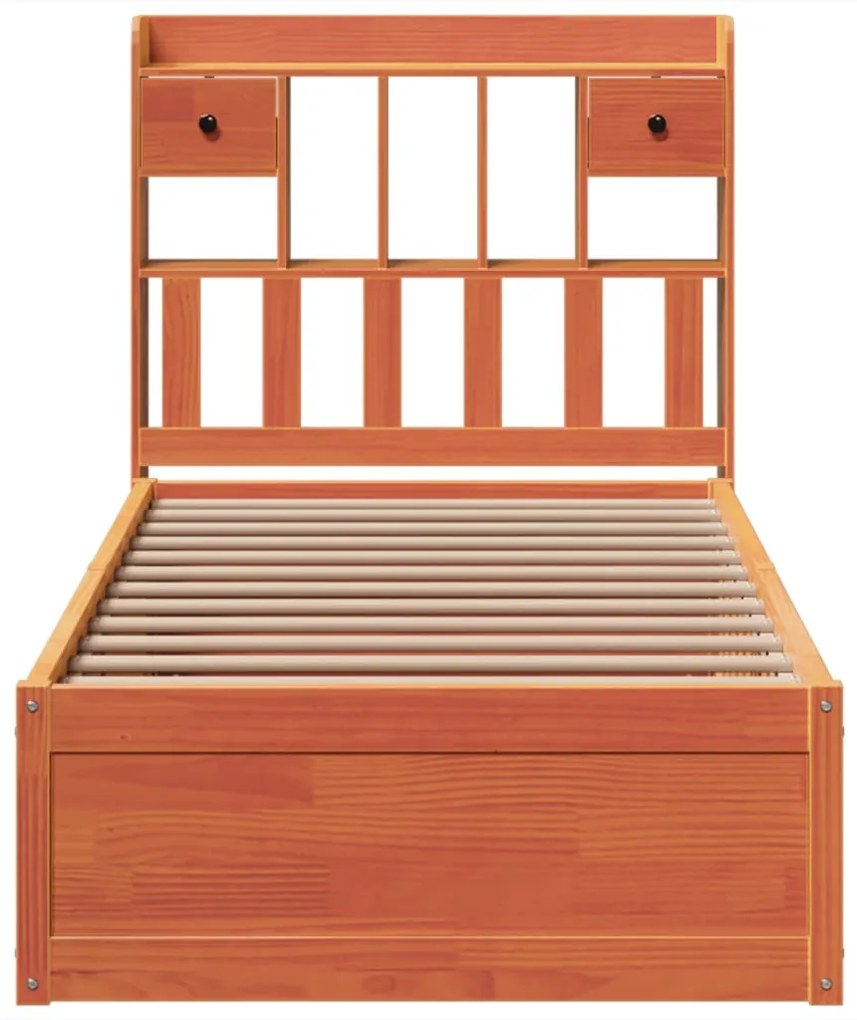 Cama sem colchão 90x200 cm pinho maciço castanho-mel