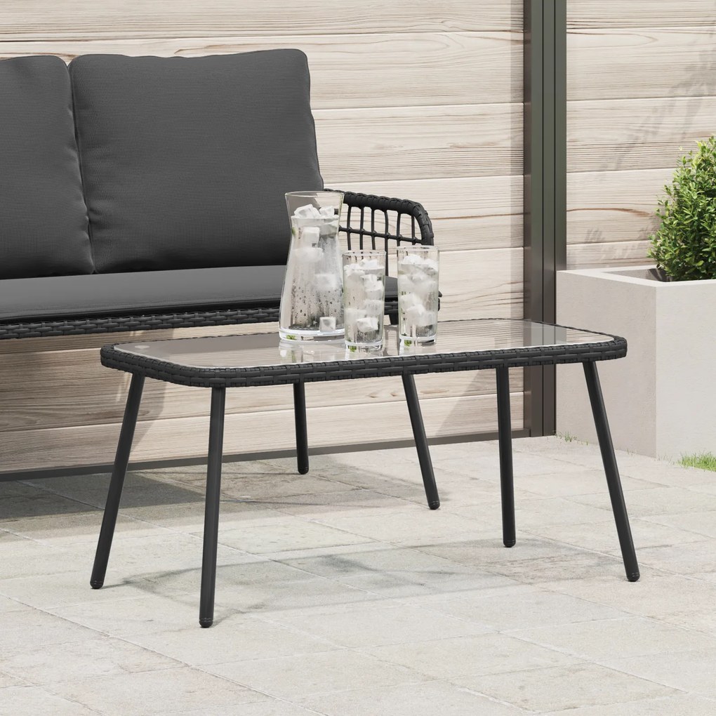 Mesa de café vidaXL Preta 90x45x42 cm Vime Sintético