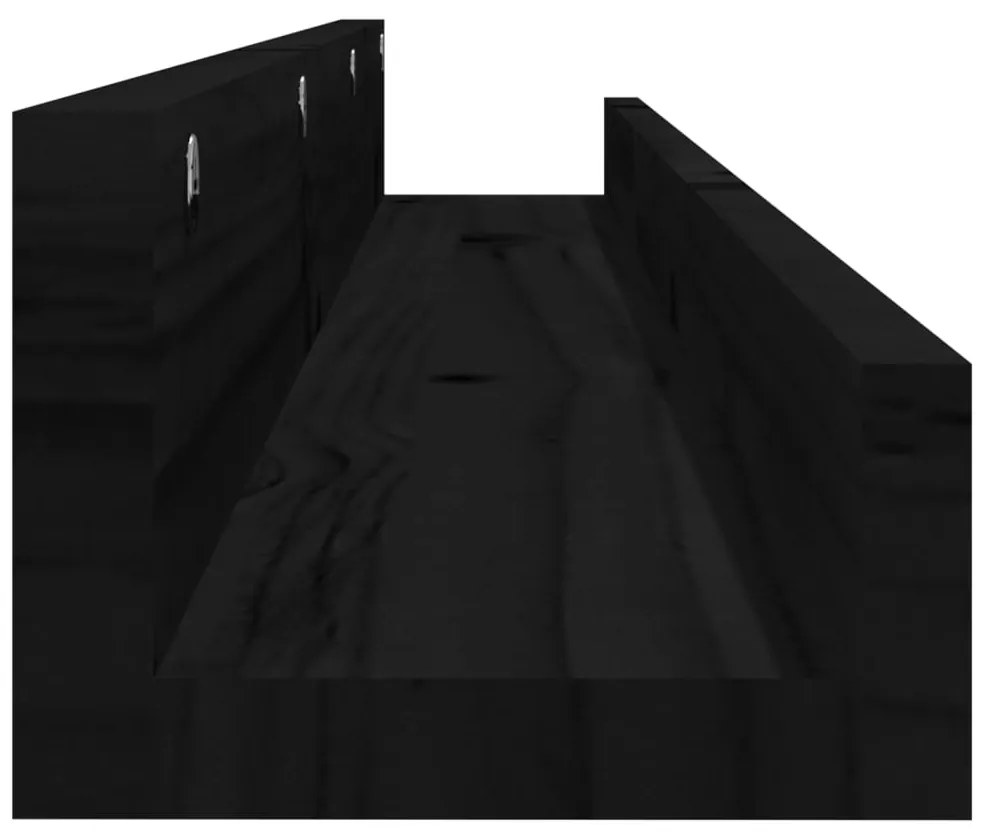 Prateleiras de parede 2 pcs 110x12x9 cm pinho maciço preto