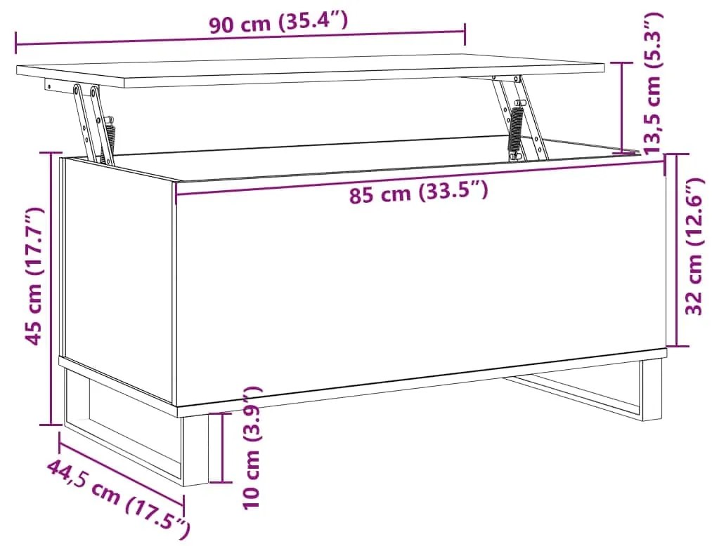 Mesa de centro 90x44,5x45 cm derivados madeira carvalho sonoma