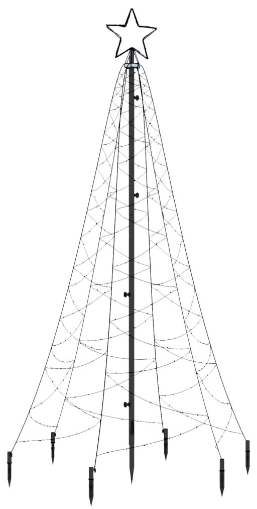 Árvore de Natal com espigão 200 luzes LED 180 cm branco frio