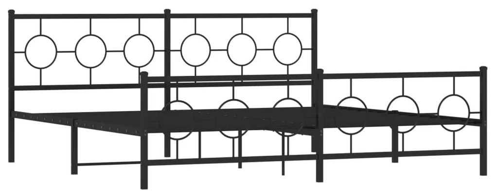 Estrutura de cama com cabeceira e pés 200x200 cm metal preto