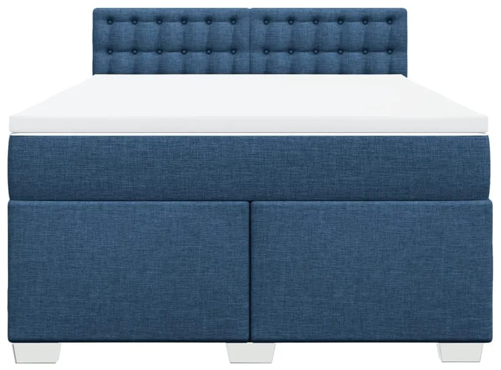 Cama com molas/colchão 140x200 cm tecido azul