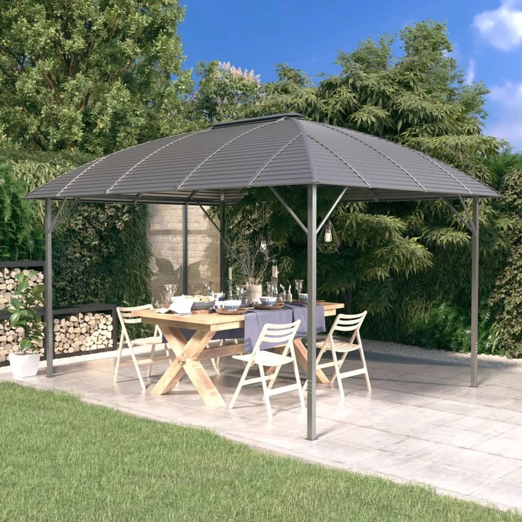 vidaXL Gazebo com telhado em arco 3x4 m antracite