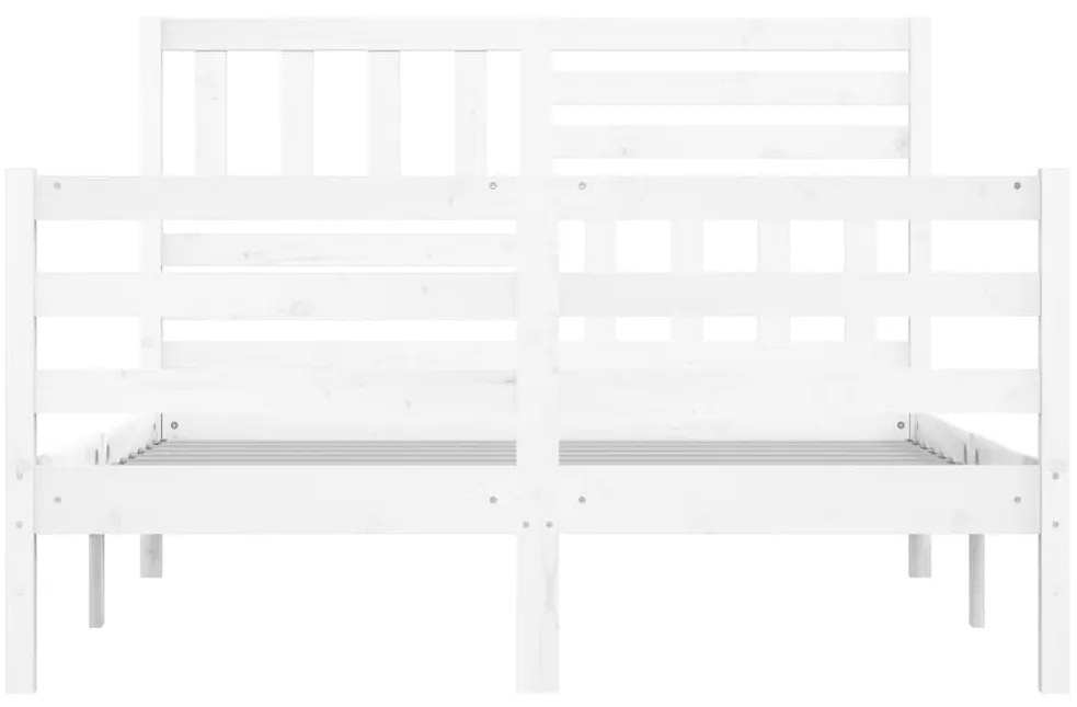Estrutura de cama 140x190 cm madeira maciça branco