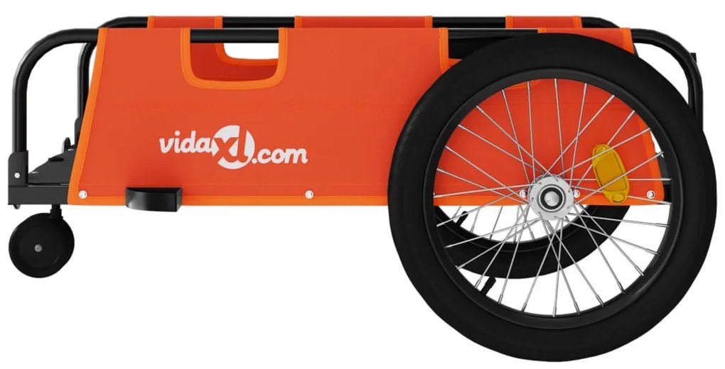 Reboque bicicleta tecido oxford/ferro laranja/preto