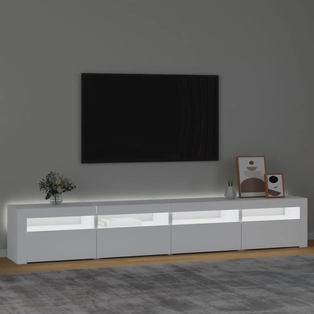 Móvel de TV com luzes LED 240x35x40 cm branco