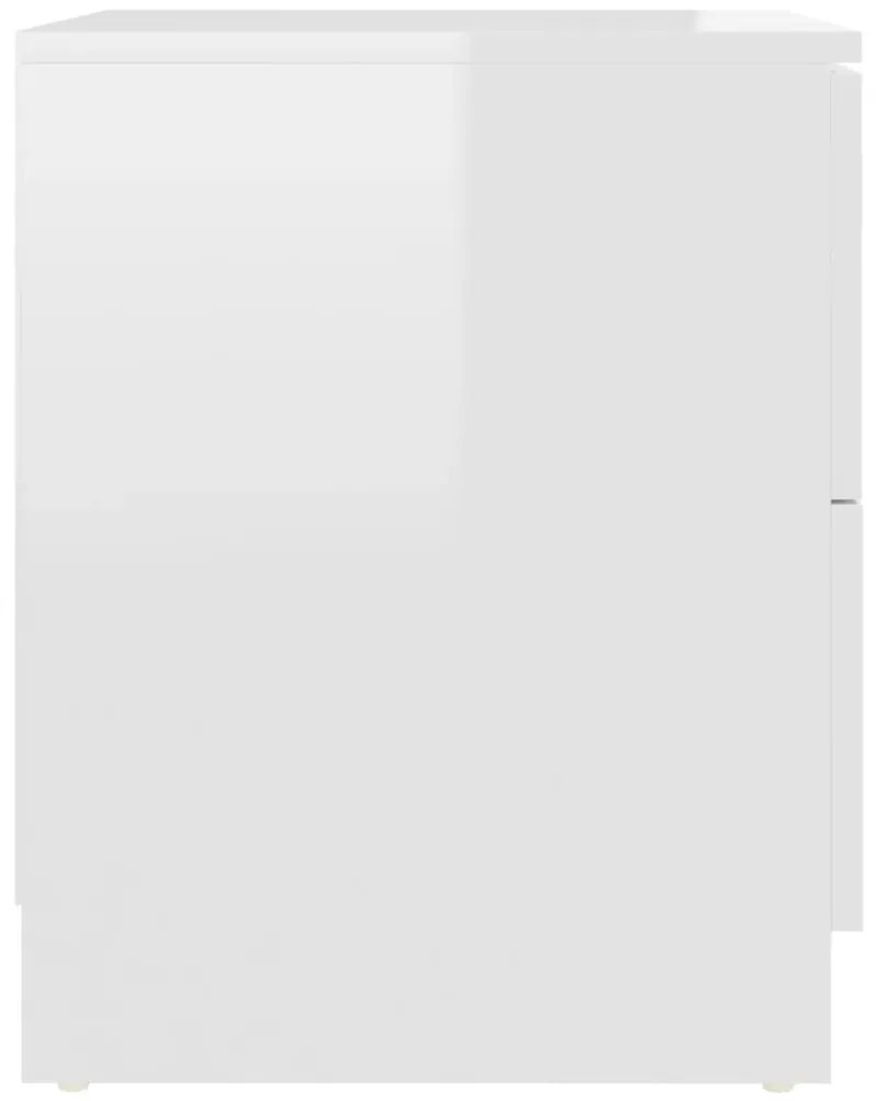 Mesas cabeceira 2 pcs 40x40x50 cm contraplacado branco brilhante