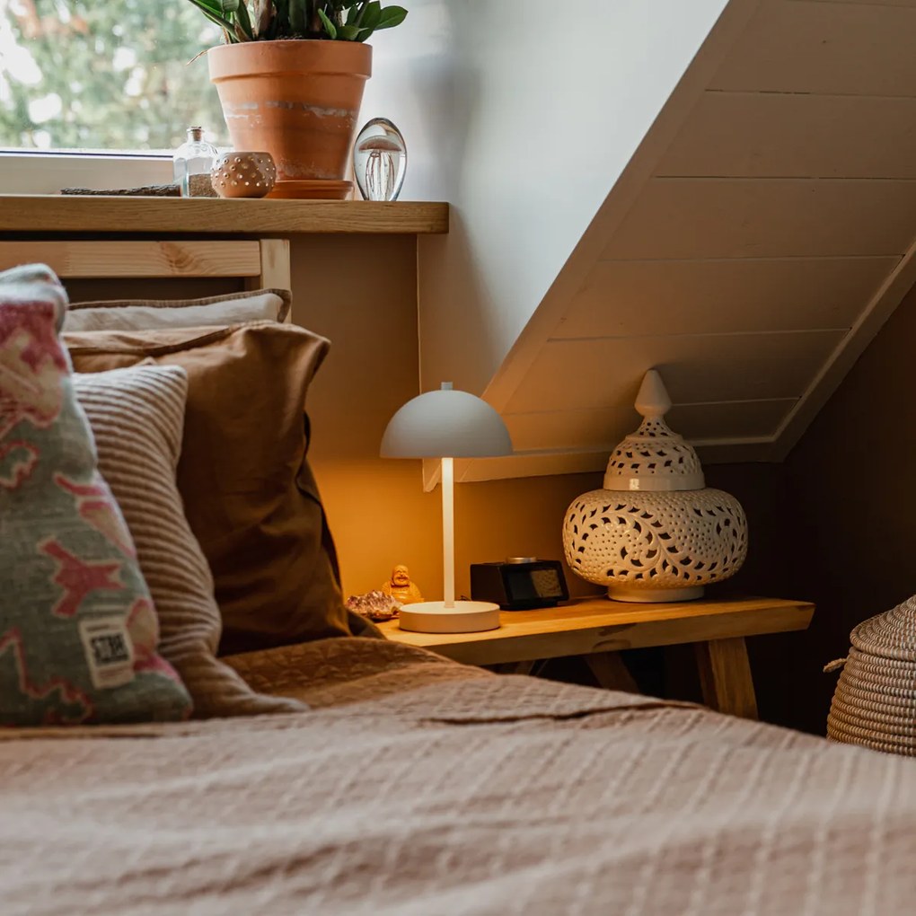 Conjunto de 2 Candeeiros de Mesa de Exterior Cogumelo Branco Recarregáveis - Keira