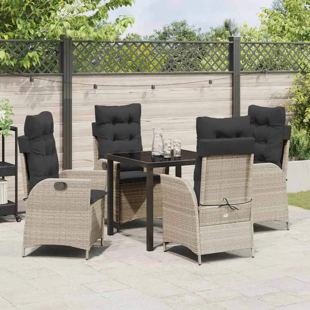 Conjunto de Jantar de Jardim : 5 peças com almofadas cinza claro em ra