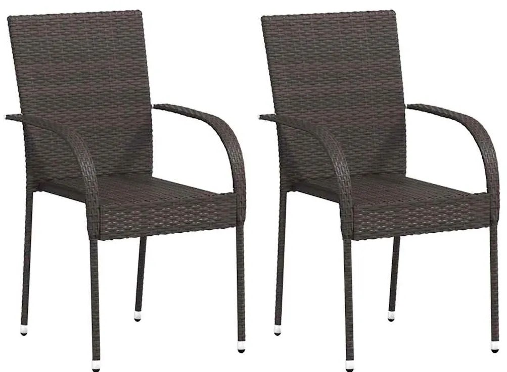 Cadeiras de exterior empilháveis 2 pcs vime PE castanho