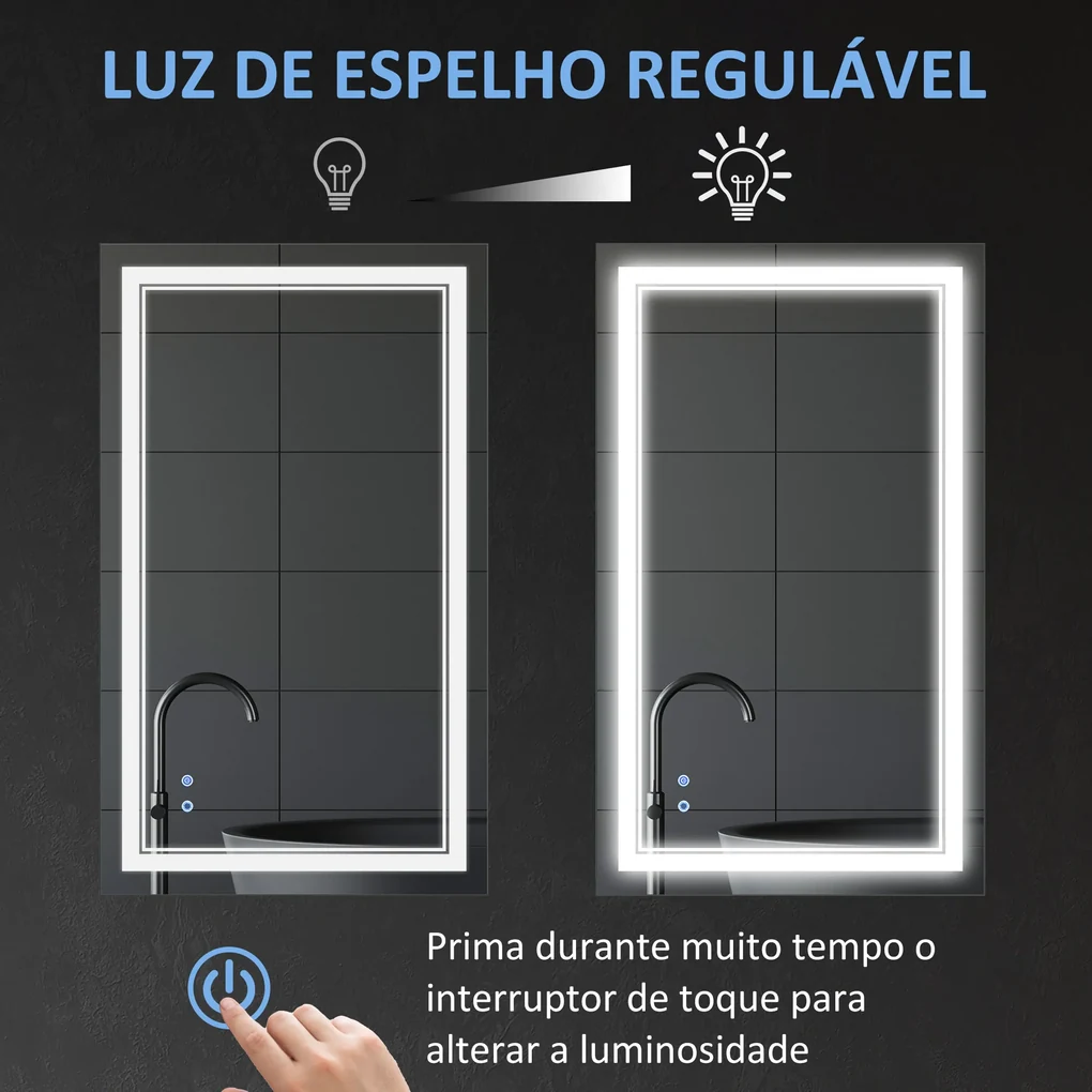 Espelho Casa de Banho LED com Sensor Tátil 60x80 cm - 144730