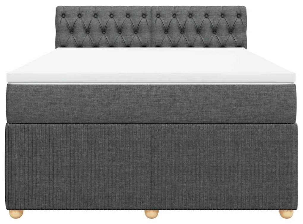 Cama com molas/colchão 160x200 cm tecido cinzento-escuro