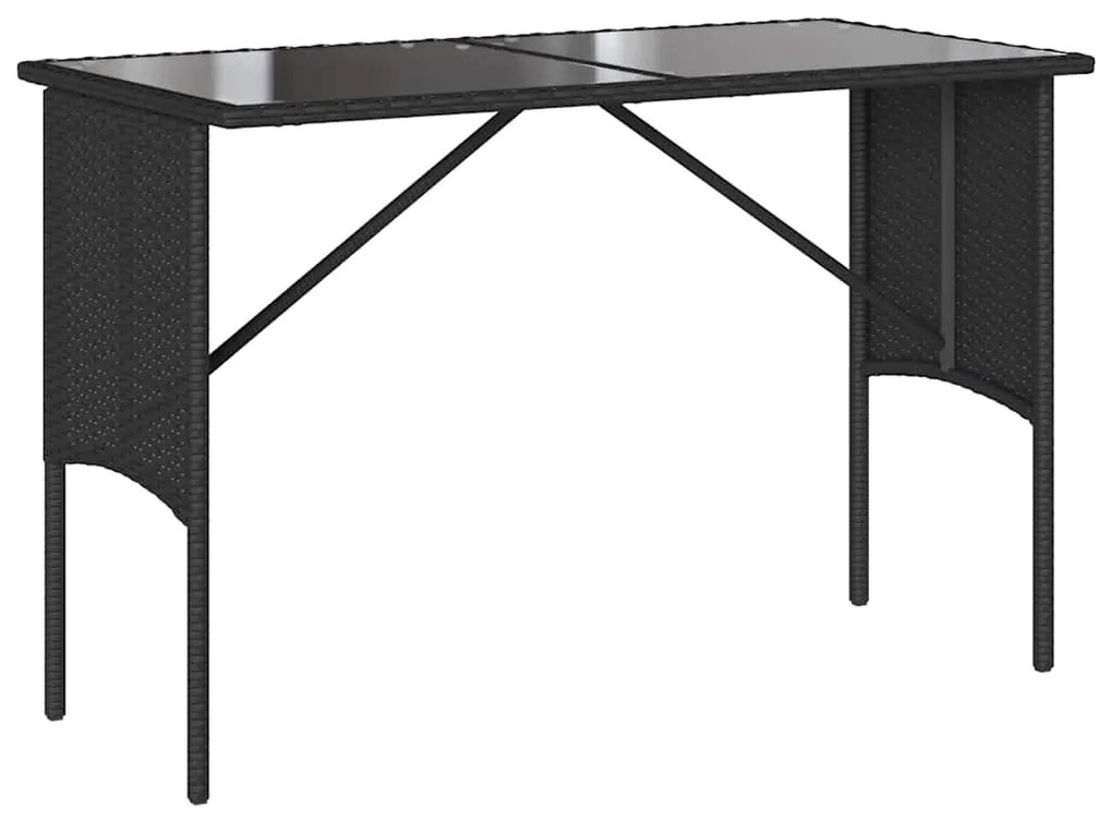 3 pcs conjunto de jantar p/ jardim c/ almofadões vime PE preto