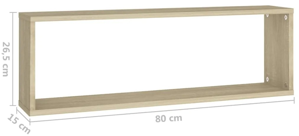 Estantes parede cúbicas 4pcs deriv. madeira 80x15x26,5cm sonoma