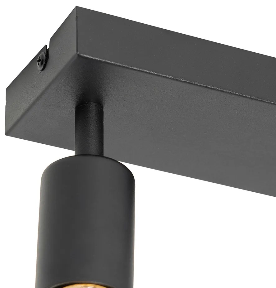Foco moderno preto retangular 2 luzes - Facil Moderno