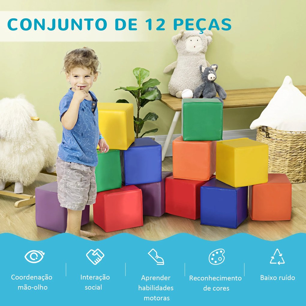 Conjunto de 12 Blocos Psicomotricidade para Crianças Blocos de Constru