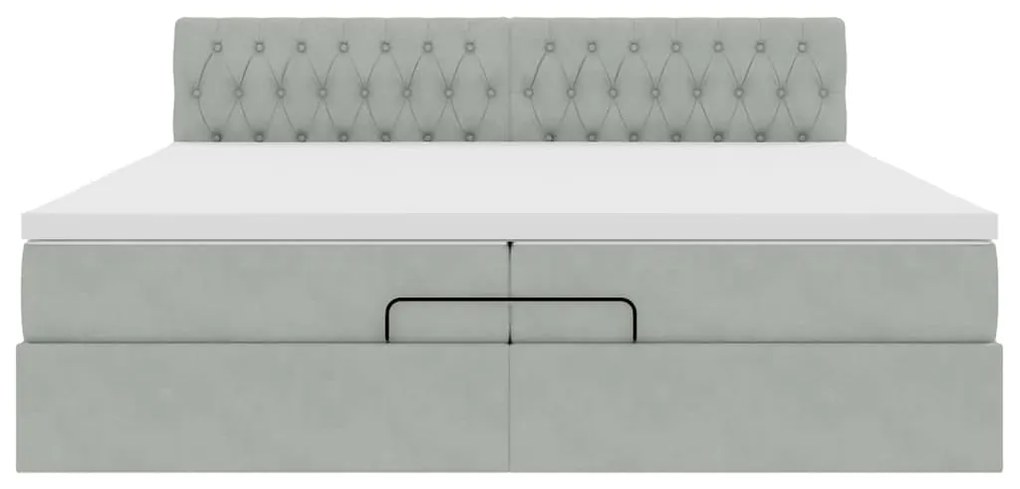 Estrutura de cama otomana com colchão 200x200 cm cinzento claro