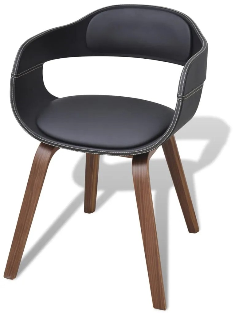 Cadeiras jantar 2 pcs madeira curvada e couro artificial preto