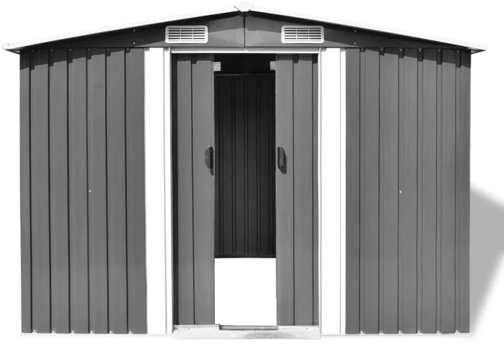 Abrigo de jardim metal cinzento 257x205x178 cm