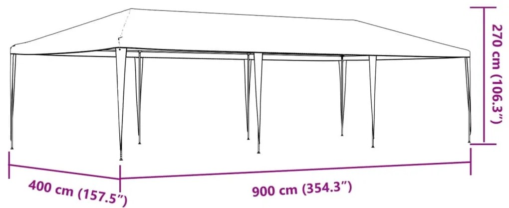 Tenda para festas 4x9 m 90 g/m² antracite