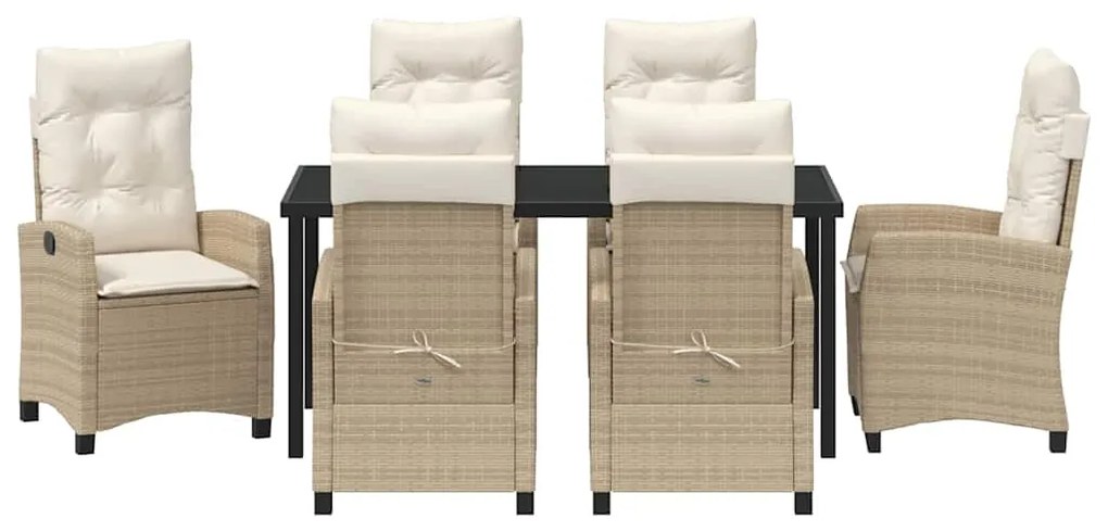 Conjunto de Jantar de Jardim com 7 Peças com Almofadas - Rattan PE Beg