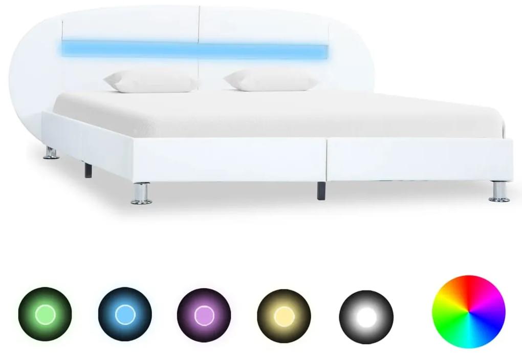 285437 vidaXL Estrutura de cama c/ LEDs 180x200 cm couro artificial branco