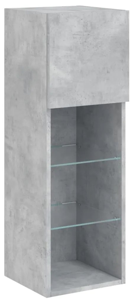 Móvel de TV com luzes LED 30,5x30x90 cm cinzento cimento