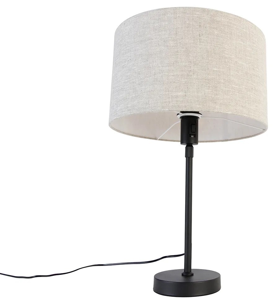 Candeeiro de mesa preto ajustável com cúpula cinzenta clara 35 cm - Parte Design