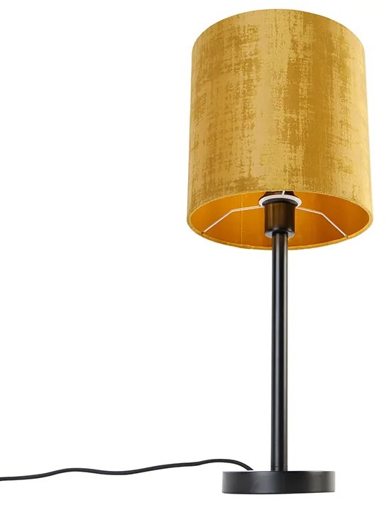 Candeeiro de mesa moderno preto com cúpula dourada 25 cm - Simplo Moderno