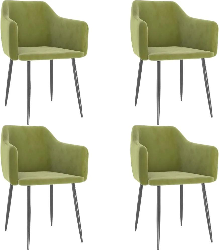 Cadeiras de jantar 4 pcs veludo verde-claro