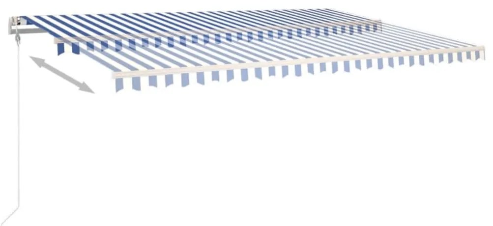 Toldo autom. com LED e sensor de vento 500x350 cm azul/branco