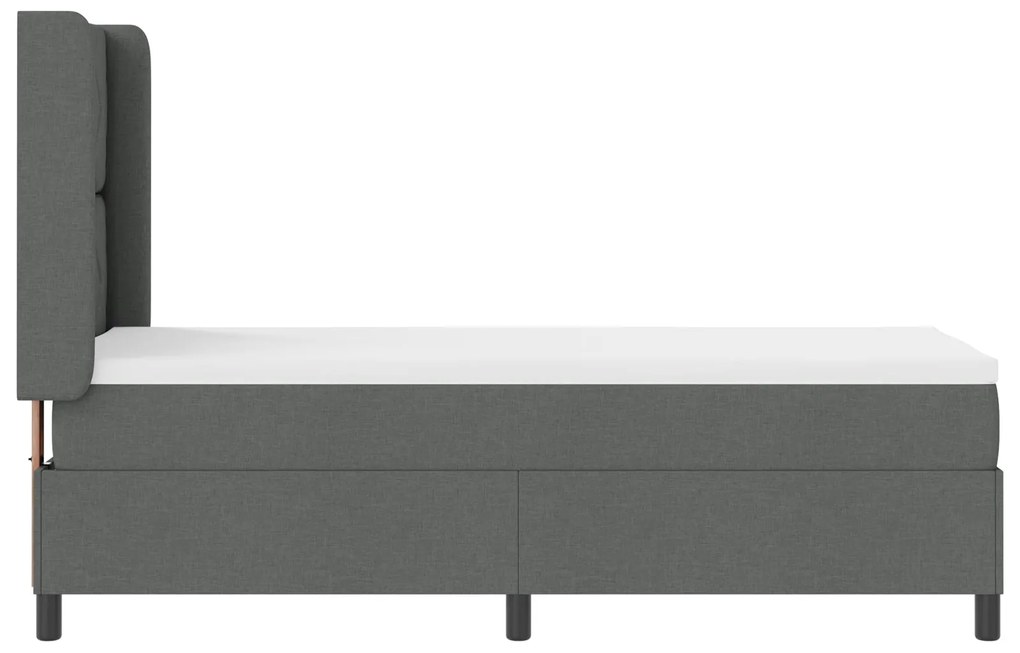 Cama Box Spring vidaXL com Colchão e LED Cinza Escuro 90x190 cm Tecido
