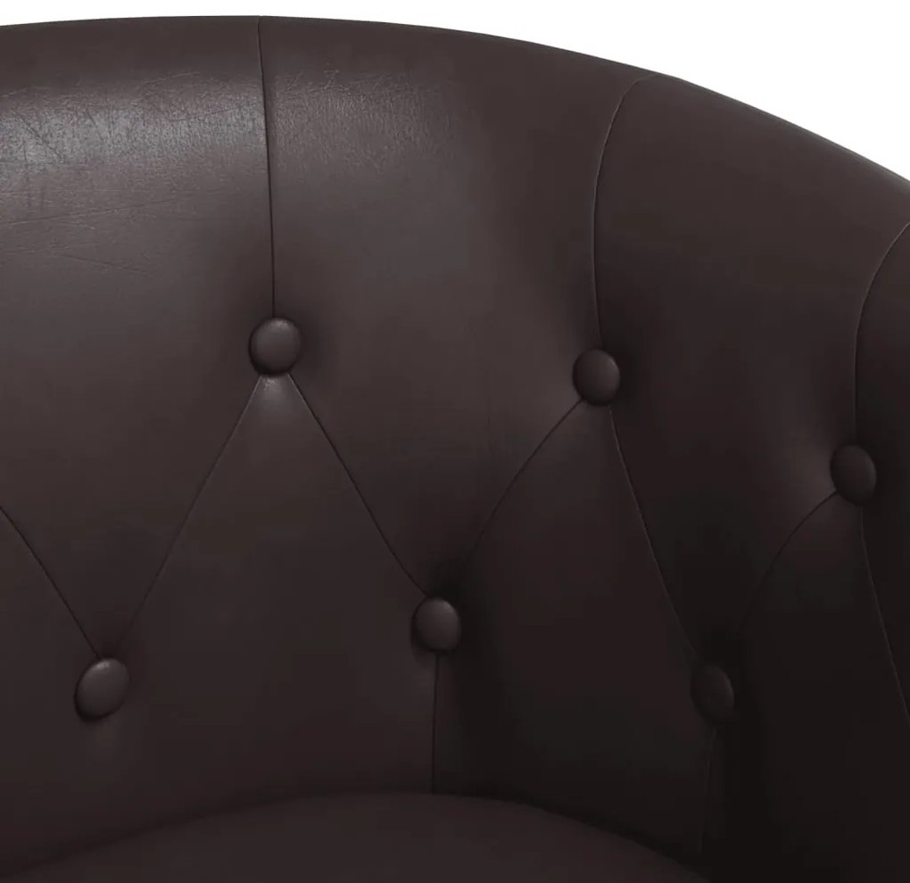 Poltrona couro artificial castanho