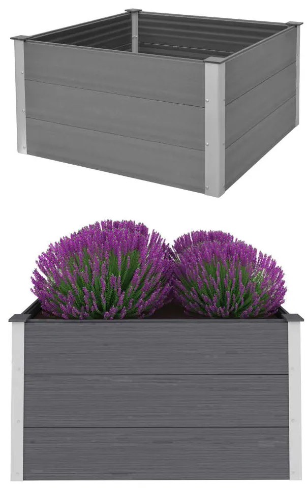 vidaXL Canteiro elevado para jardim WPC 100x100x54 cm cinzento