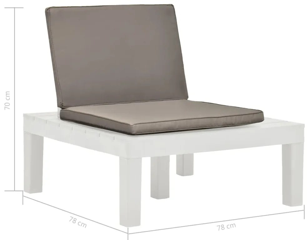 Cadeiras de jardim com almofadões 2 pcs plástico branco