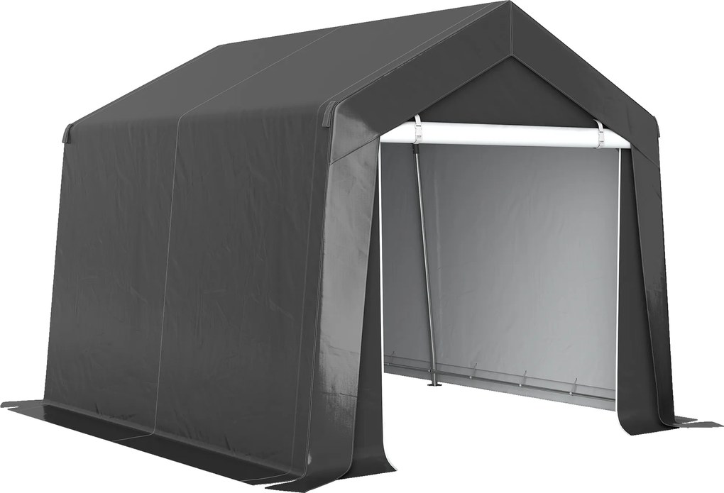 Outsunny Abrigo de jardim tenda de armazenamento portátil para exterior com estrutura em aço galvanizado e porta ampla 3 x 3 m cinza | Aosom Portugal