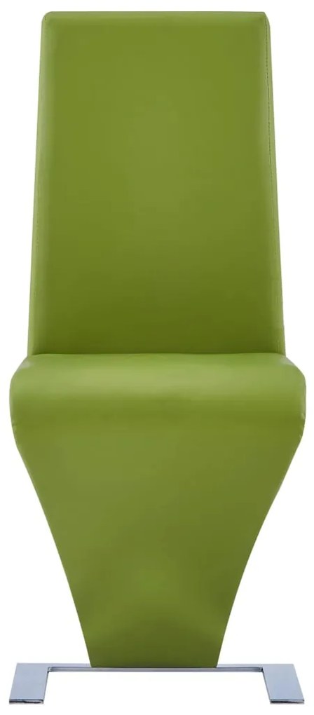 Cadeiras de jantar ziguezague 2 pcs couro artificial verde