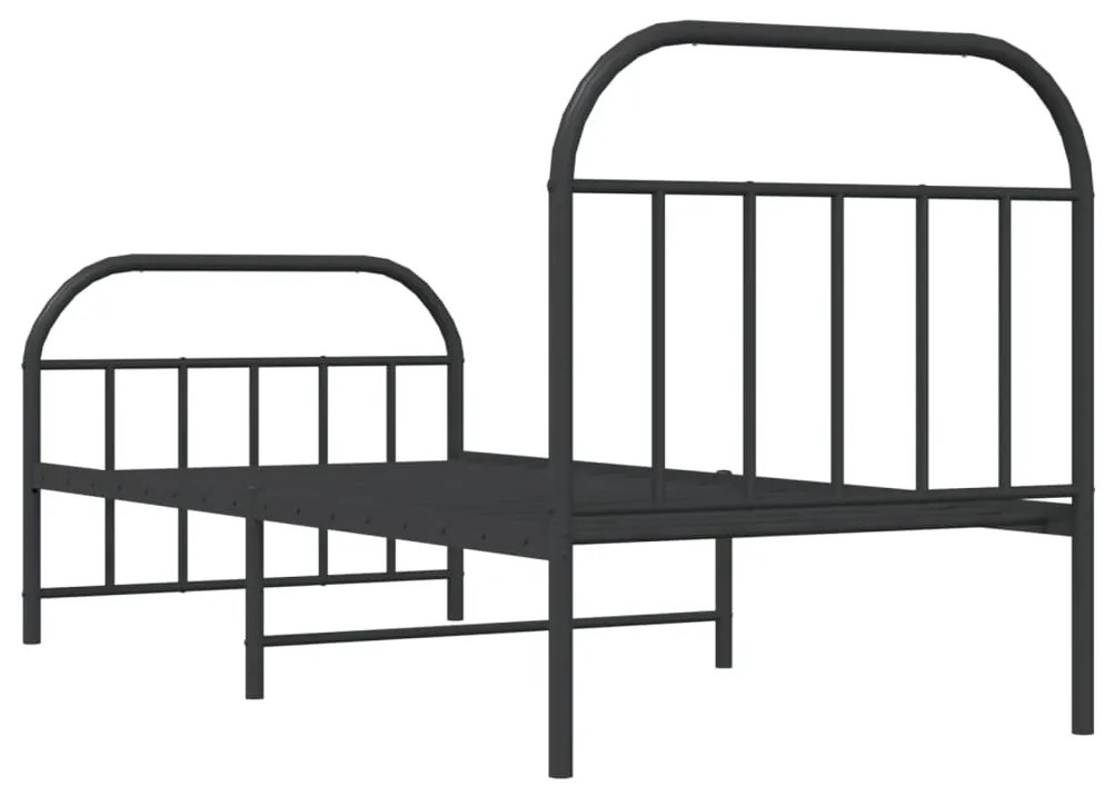 Estrutura de cama com cabeceira e pés 80x200 cm metal preto